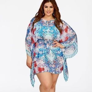 Ashley Stewart Swim Cover Tie Front 1x/2x